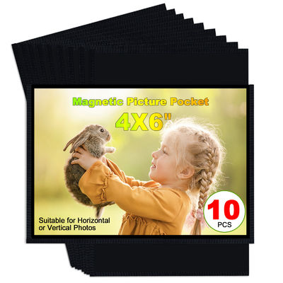 Rectangular Strong Black Magnetic Photo Sleeves For Refrigerator Hanging Moisture Resistant